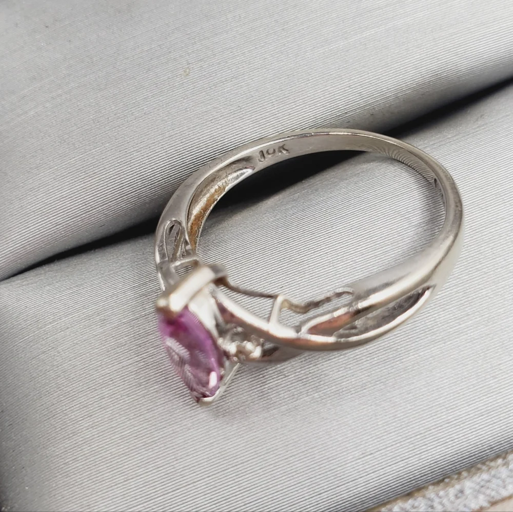 10k White Gold Marquise Pink Topaz Ring